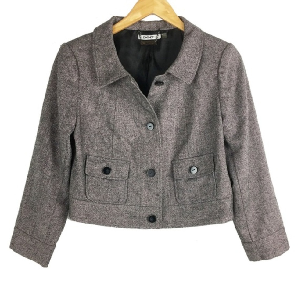 DKNY metallic purple crop jacket